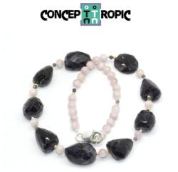  Colier din Iolit Neregulat Fatetat - kunzit Rotund - Accesorii Argint 925