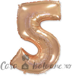 Flexmetal Baloane Cifra 5 Roz Gold Folie