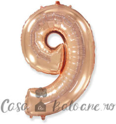 Flexmetal Baloane Cifra 9 Roz Gold Folie