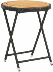 vidaXL Masă de ceai negru 60 cm poliratan lemn masiv acacia (46205)