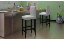vidaXL Scaune de bar, 2 buc. , alb, piele ecologică (240073)