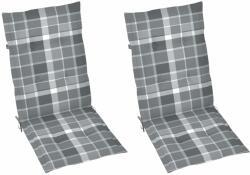 vidaXL Perne scaun spătar înalt, 2 buc. gri carouri 120x50x3 cm textil (314128)