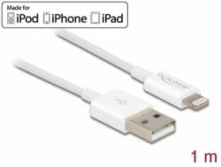 Delock Cablu de date si incarcare iPhone/iPad/iPod Lightning MFI 1m Alb, Delock 83000 (83000)