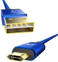 XtremeMac TPU szövet borítású microUSB kábel megfordítható microUSB/USB fejjel Kék (XCL-RMU-23)