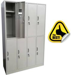 +Plus Mobilier Vestiar metalic Premium Asamblat 8 usi (4x2) 1200x500x1800 mm (LxlxH), PLUS gri 8 8 30 kg Nu Vestiar metalic cusetat 1200x500x1800 (61003885)