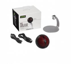 Shure MV5-B-DIG MOTIV Digitális kondenzátor mikrofon, fekete ház, piros belsõ szivacs, USBA és lightning kábel (MV5-B-DIG)
