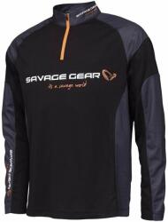 Savage Gear Horgászpóló Tournament Gear Shirt 1/2 Zip Fekete tinta S