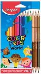 Maped Creioane colorate Color Peps World 12 + 3 culori/set Maped 832071