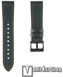 Okosóra szíj - ZÖLD - szilikon / PU bőrrel bevont - 90mm + 120mm hosszú, 20mm széles, 130-210mm-es átmérőjű csuklóméretig - SAMSUNG Galaxy Watch 42mm / Amazfit GTS / Galaxy Watch3 41mm / HUAWEI Watch