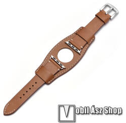 Okosóra szíj valódi bőr - 80mm + 120mm hosszú - VILÁGOSBARNA - APPLE Watch Series 1/2/3 42mm / 4/5/6/SE 44mm / 7/8/9 45mm / Ultra / Ultra 2 49mm