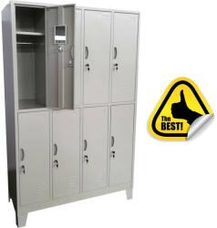 +Plus Mobilier Vestiar metalic Premium Asamblat cu picioare si 8 usi (4x2) 1200x500x1920 mm (LxlxH), PLUS gri 8 8 30 kg Da Vestiar metalic cusetat 1200x450x1920 (61003886)