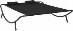 vidaXL Pat șezlong de exterior, negru, material textil (313529)