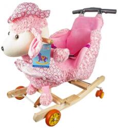 Balansoar din plus pentru bebelusi, cu rotile, model Catel roz, 58 cm RB30777