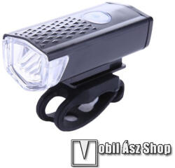 UNIVERZÁLIS biciklis / kerékpáros lámpa - 300LM, 2.5 óra erős világítás, 360°-ban forgatható, 4 óra halványabb világítás, 12 óra villogás, kormányra rögzíthető, 800mAh beépített akkumulátor, 6.5 x 2.8