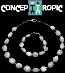  Set Colier si Bratara din Piatra Lunii Rainbow - Turmalina - Accesorii Argint 925 - concepttropic - 324,00 RON