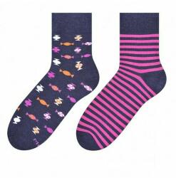 MORE Sosete dama - Sosete colorate - fabricate din bumbac, cu model asimetric colorate - Happy socks - More S078AS008 Sweets (S078AS008)