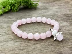 R. M. ékszer Angyal a hóban rózsakvarc ásvány karkötő (5184-RM-18)