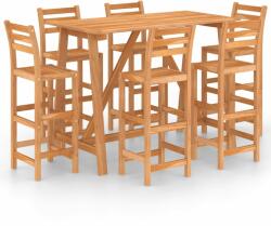 vidaXL Set mobilier bar de exterior, 7 piese, lemn masiv de acacia (3057851) - vidaxl