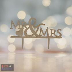 Love & Lights Mr & Mrs feliratos esküvői tortadísz 2