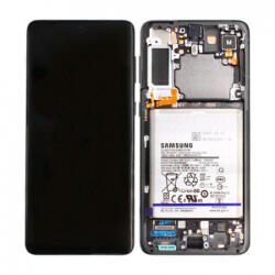 Samsung G996 Galaxy S21+ LCD Kijelző+Érintőüveg+Keret+Akkumulátor, Fekete, Phantom Black (GH82-24555A, 24553A, 24554A, 24747A) Service Pack