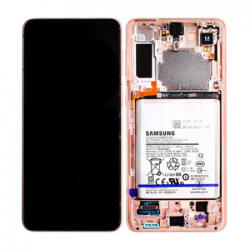 Samsung G996 Galaxy S21+ 5G, S21 Plus 5G LCD Kijelző+Érintőüveg+Keret+Előlapi kamera, Phantom Violet (GH82-24555B, GH82-24553B, GH82-24554B, GH82-24747B) Gyári, Service Pack