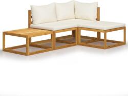vidaXL Set mobilier grădină cu perne, 4 piese, crem, lemn masiv acacia (3057632)