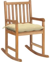 vidaXL Scaun balansoar cu perne alb crem, lemn masiv de tec (3062774) Balansoar