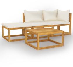 vidaXL Set mobilier grădină cu perne, 4 piese, crem, lemn masiv acacia (3057659)