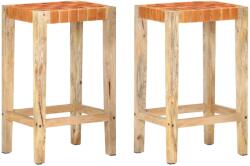 vidaXL Scaune de bar, 2 buc. , maro, 75 cm, piele naturală (321830)