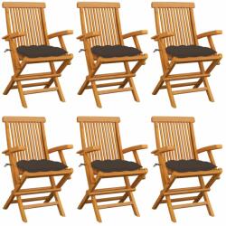 vidaXL Scaune de grădină cu perne, 6 buc. gri taupe, lemn masiv de tec (3062564)