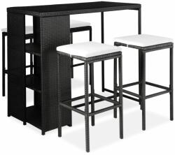 vidaXL Set mobilier bar de grădină cu perne, 5 piese, negru, poliratan (3064914) - vidaxl