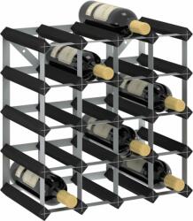 vidaXL Suport de vinuri, 20 sticle, negru, lemn masiv de pin (325914)