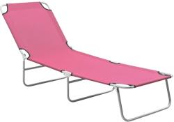 vidaXL Șezlong de plajă pliabil, roz, oțel și material textil (310330) - vidaxl
