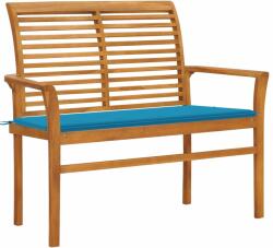 vidaXL Bancă de grădină, pernă albastru, 112 cm, lemn masiv tec (3062653)