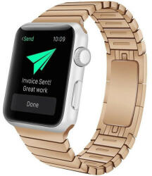 iUni Curea iUni compatibila cu Apple Watch 1/2/3/4/5/6/7, 44mm, Steel Belt, Rose Gold (516641_44)