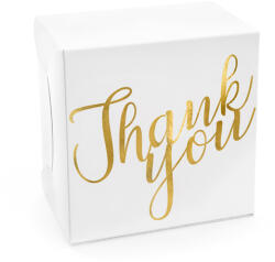 PartyDeco S. r. o Tortadoboz, dekoratív, arany Thank you felírattal, 10 db