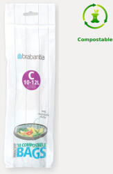 Brabantia komposztálható PerfectFit szemeteszsák (Code C) 10-12 liter, 10 darab - 419782