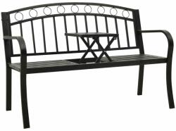 vidaXL Bancă de grădină cu masă, negru, 125 cm, oțel (312040)