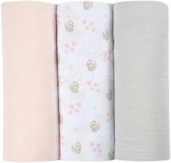 Beaba Scutece textile din bumbac muselină Cotton Muslin Cloths Beaba Cygne set 3 bucăți 70*70 cm de la 0 luni roz (BE920343)