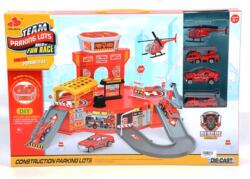 Magic Toys Parkolóház piros színben, tűzoltójárművekkel és kiegészítőkkel (MKK185910) - innotechshop