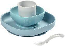 Beaba Étkészlet Silicone meal set Beaba szilikonból 4 részes kék csecsemőknek 4 hó-tól (BE913472)