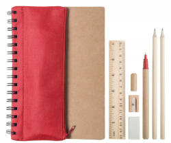 Everestus Set agenda A5 si pix, 7 piese, 155×210×9 mm, Everestus, 20FEB10274, Hartie reciclata, Rosu, Natur (EVE10-AP781772-05)