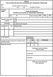 Foaie de parcurs pentru autovehicule transport persoane