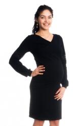 Be MaaMaa Rochie de gravidă/ de alăptare Be MaaMaa Kristýna, mâneci lungim decorate cu dantelă - negru