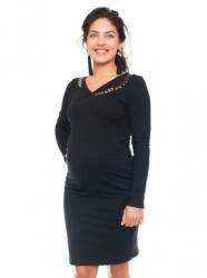 Be MaaMaa Rochie elegantă de gravidă și de alăptare Be MaaMaa cu broderie - negru