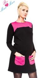 Be MaaMaa Rochie / tunică de gravidă Be MaaMaa LIZZA, cu mâneci lungi - negru roz