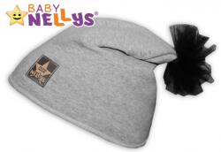 Baby Nellys Căciuliță tutu din bumbac bebeluși floare Baby Nellys ® - dungi gri, 48-52