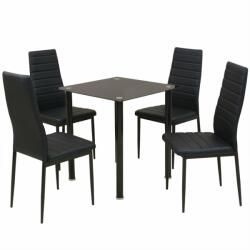 vidaXL Set masă și scaune de bucătărie, negru, 5 piese (242933)