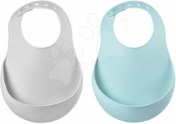 Beaba Előkék gyerekeknek Silicone Bib Beaba Light Mist&Airy Green Beaba 2 drb puha szilikonból gombokkal 0 hó-tól (BE913509)
