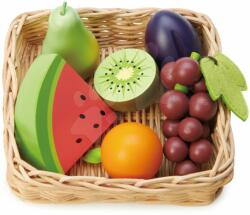 Tender Leaf Coș din lemn cu fructe Fruity Basket Tender Leaf Toys cu struguri pară pepene și prună (TL8291)